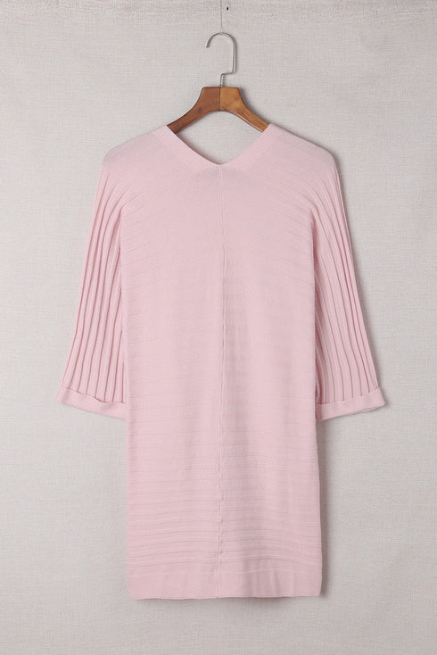 Ribbed Open Front Knit Cardigan